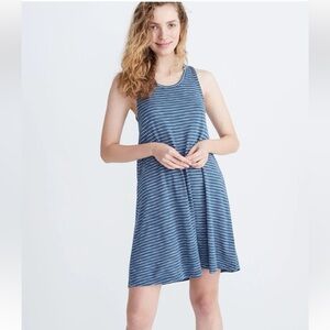MADEWELL Highpoint Tank Dress in Fairbury Stripe Blue Size XL